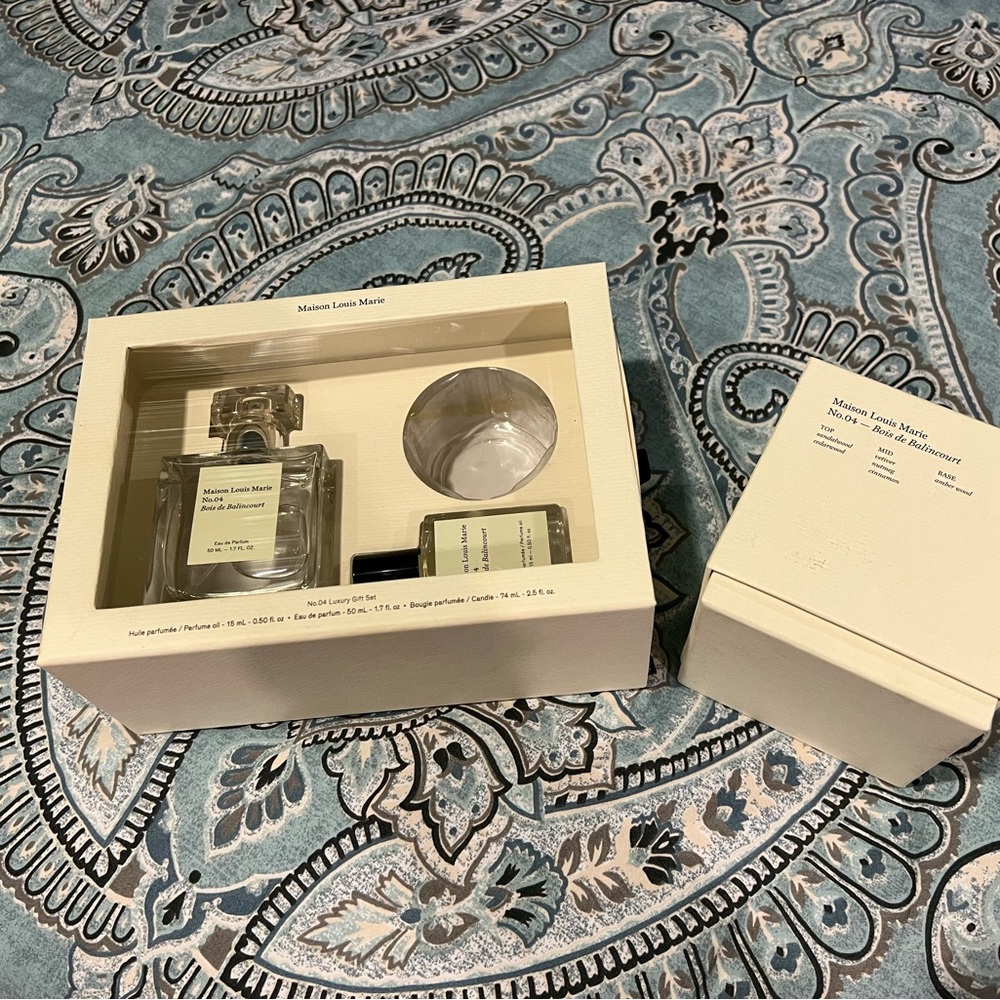Full size Maison Louis Marie perfume, oil and candle set
